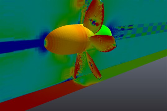 coupe verticale des vitesses axiales dans un ventilateur en conduit