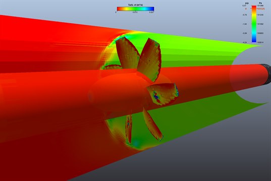 coupe cylindrique dans un ventilateur en conduit ferme