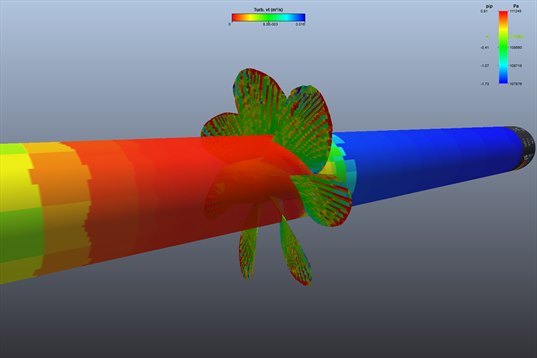 coupe cylindrique de turbulence dans le sillage d une helice marine