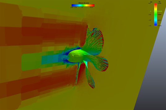 coupe verticale des vitesses axiales dans le sillage d une helice marine