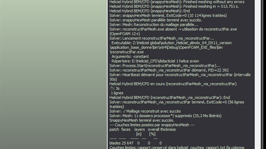 onglet Journal montrant l enchainement blockMesh surfaceFeatures decomposePar snappyHexMesh checkMesh