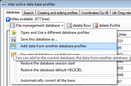 add propellers blades profiles datas