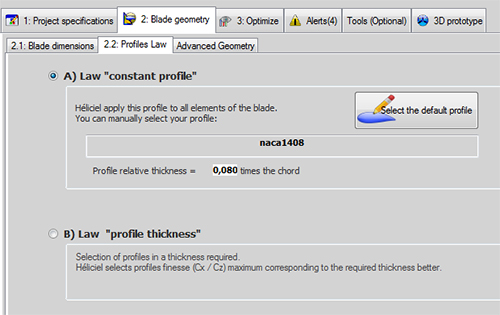 blade profile selection