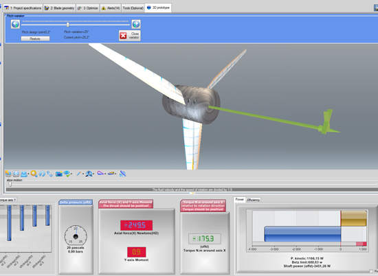 variation in propeller blade pitch