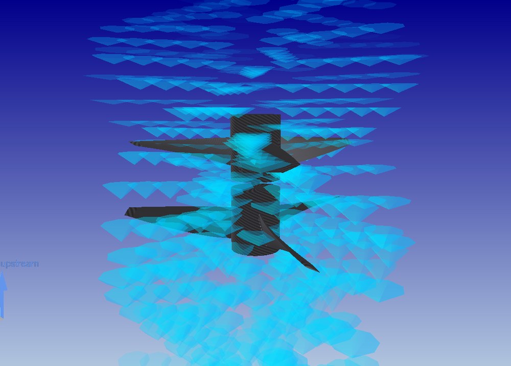induced speed particles crossing both propellers