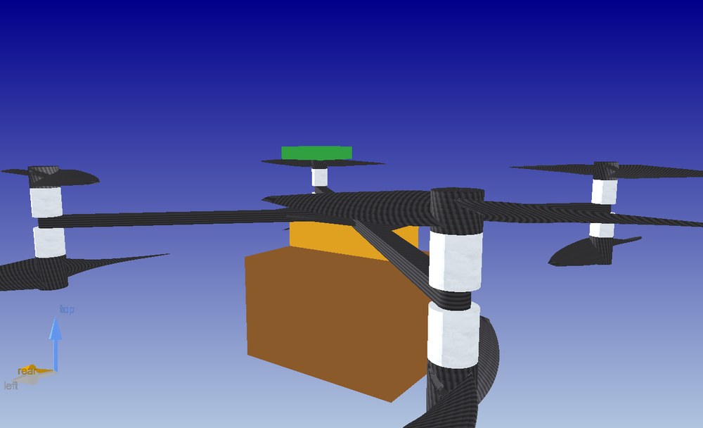 close-up of a pair of coaxial propellers on one arm