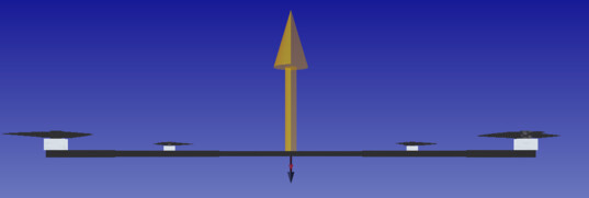 3D view of the multirotor with force vectors and particles