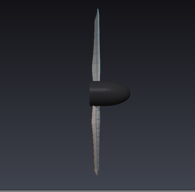 Heliciel 3D model of the DA4002 propeller, side view