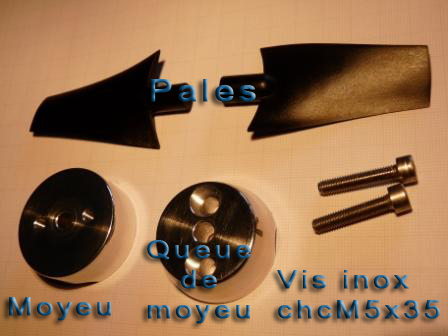 Mounting propeller heliciel prototype adjustable blades