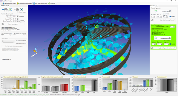 contra-rotating propeller design tool integrated into Heliciel propeller design software