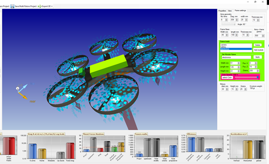 conception des helices en fonction des poids embarqués et vitesse de vol du multirotor