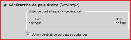 reglage des centre portance sur generatrice de pale ou aile