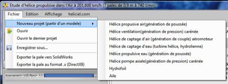 ouverture d'un nouveau projet de construction d' hélice ou aile