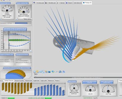 direction trainée et portance sur le modele d'hélice 3d