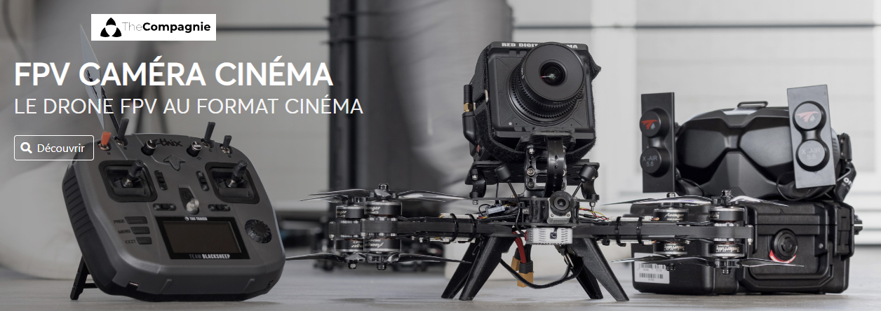FPV drone equipped with cinema camera for sports reports
