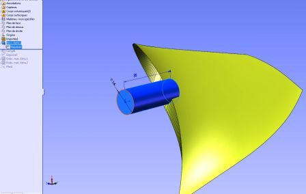 extrusion base pale helice solidworks