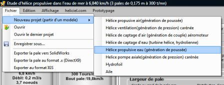 selection du modele d'hélice