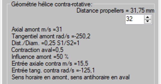 reglage de la distance entre helices contrarotatives