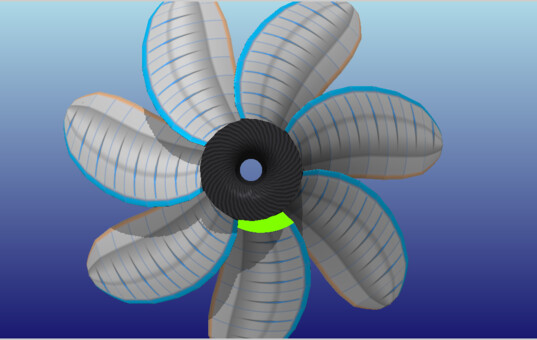 pale a fleche vue en 3D