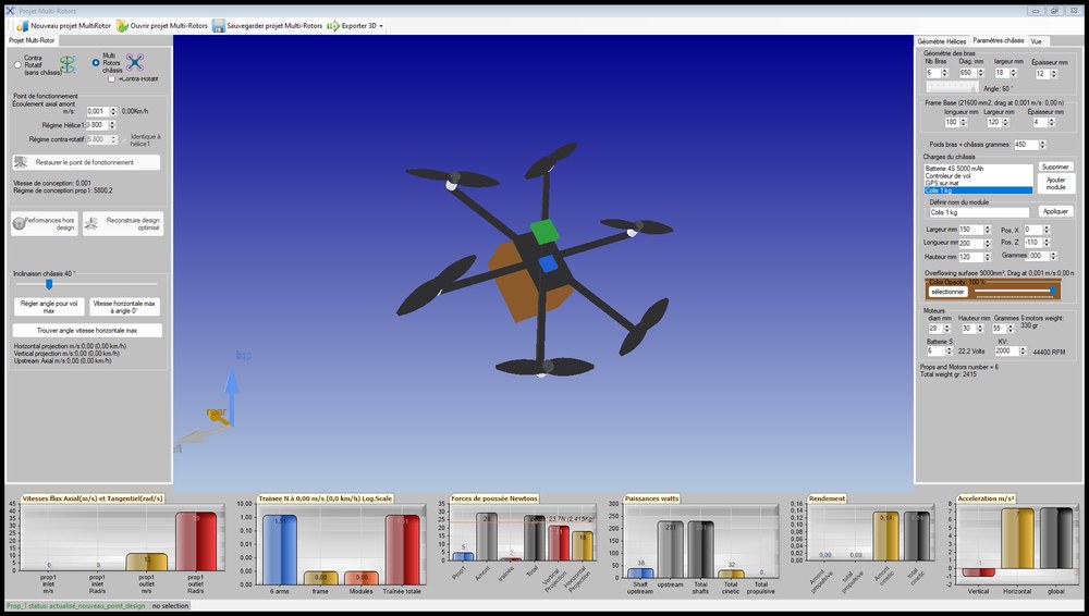 fenêtre multirotor avec l'hexa en perspective