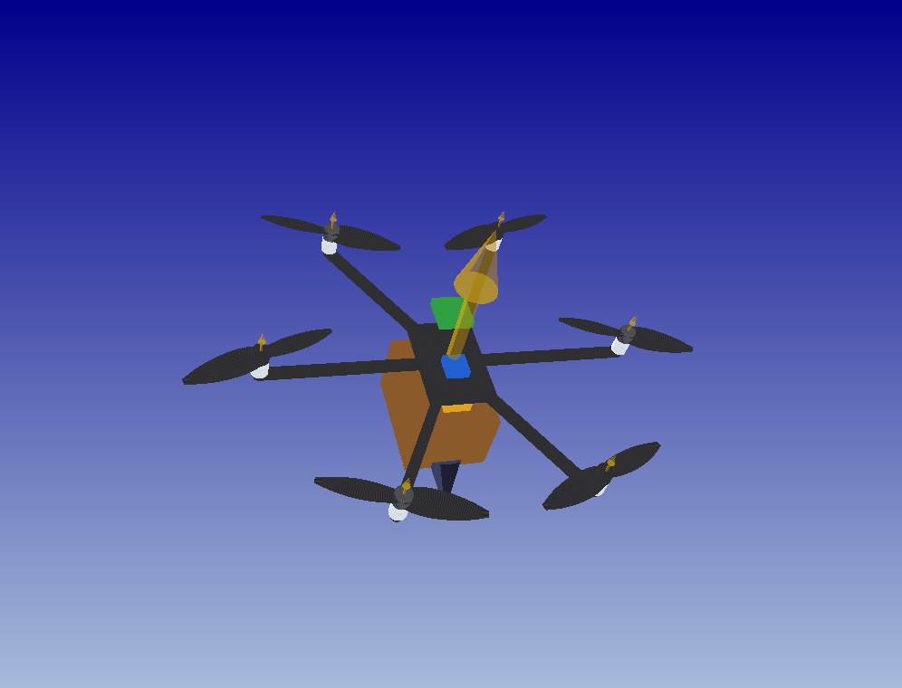 hexa : poussée de chaque rotor et poussée résultante