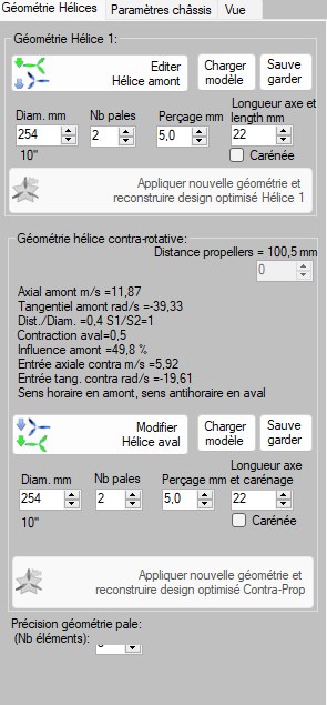 groupe Géométrie hélice contra-rotative avec les grandeurs d'interaction