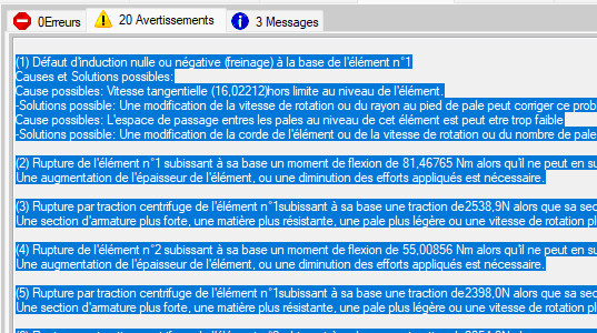 alerte de conception en cas de depassement de contrainte