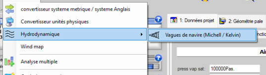 menu Edition Outils Hydrodynamique Vagues de navire