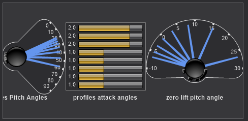 Angles de calage, incidences et angles de portance nulle des éléments de la pale B4-70 dans Heliciel