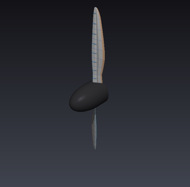 Modèle 3D Heliciel de l'hélice NR640, vue de trois quarts