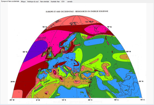 une carte de vent regionale ouverte